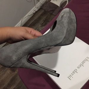 Suede gray heels